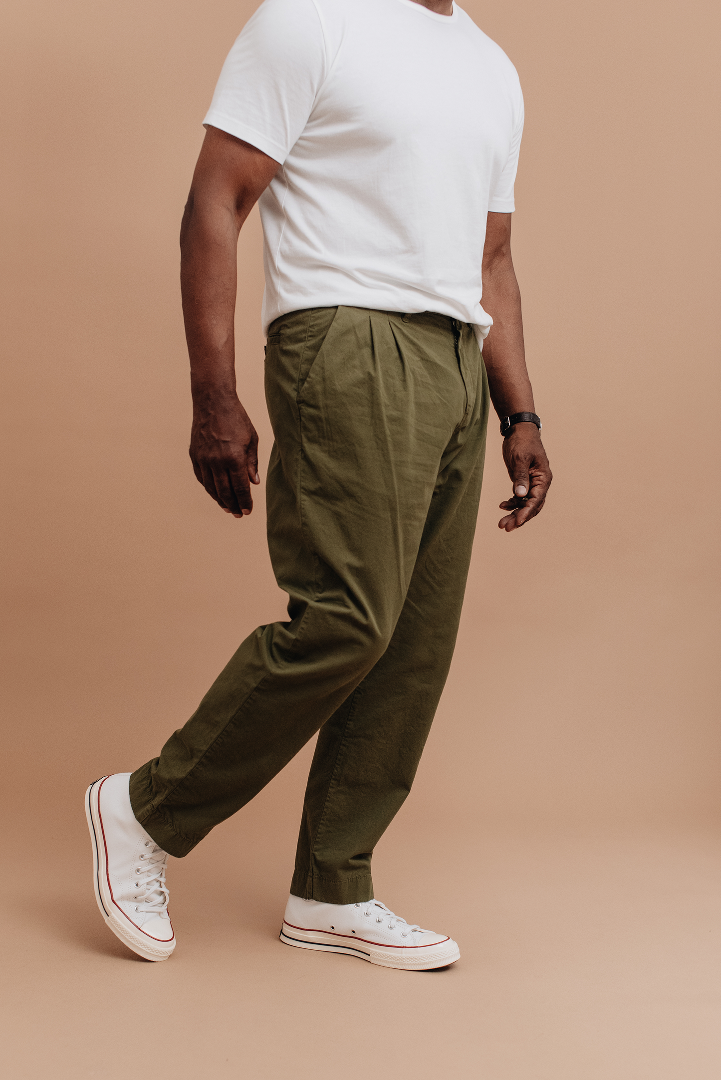 Organic Twill Double Pleated Trouser